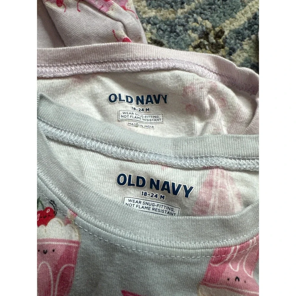 Old‎ Navy Pajama Set Bundle Girls 18-24M Pink Blue Cake Milkshake